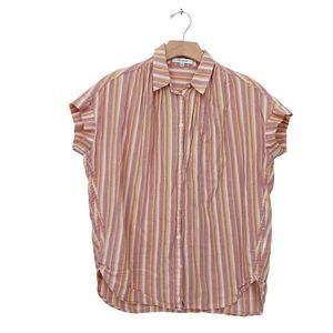 Madewell Shirt Womens XXS Orange Button Up Beach Cuffed Sleeve Casual Cotton